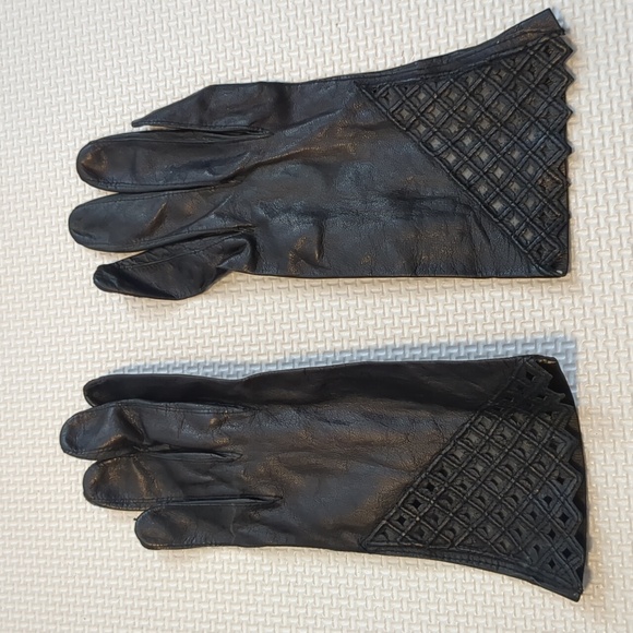 Vintage Black Kid Leather Gloves - 6 1/2 - Picture 1 of 5